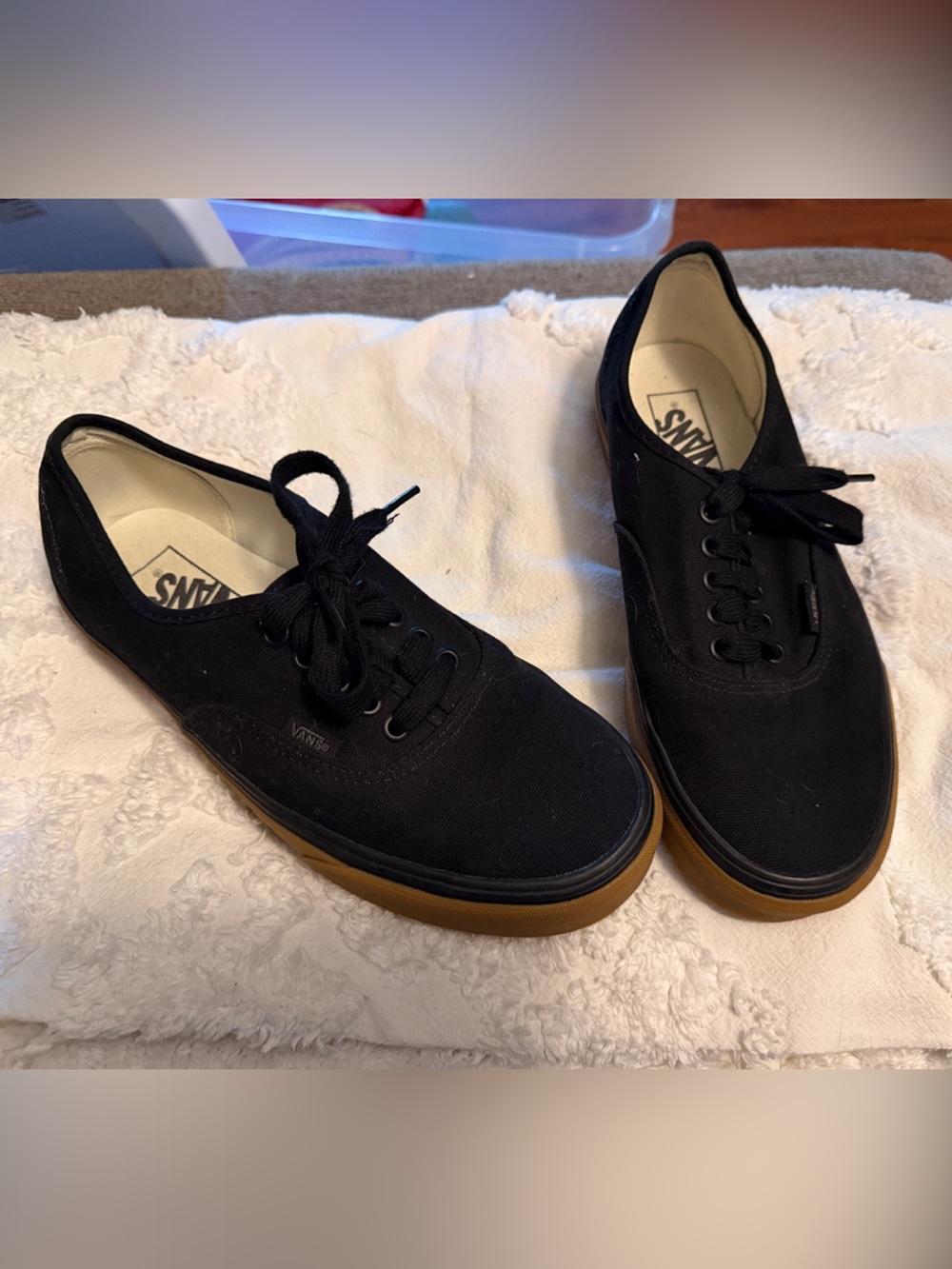 Vans Black Canvas Sneakers with Gum Sole